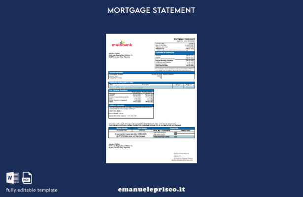 stile verificato Estratto conto ipotecario Panama Multibank in modello di format